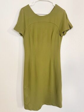 Emporia Armani Olive Green Short-Sleeve Shift Dress